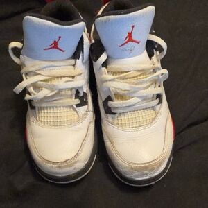 Jordan Kids White Black Red Retro Basketball Sneakers
